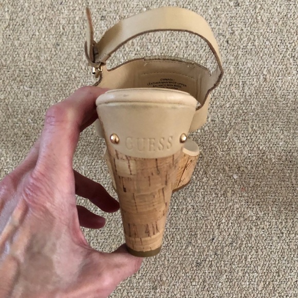 Guess Tan Slingback Wedges w/Gold Accents, 7.5M - Picture 8 of 8